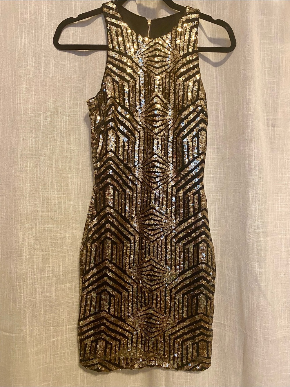 Lulu's Gold Sequin Geometric Mini Dress